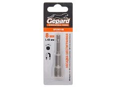 Насадка шестигранная магнитная 8х65мм GEPARD (GP3202-65) (Hex Shank Hexagon бита с торцевой головкой, магнитная)